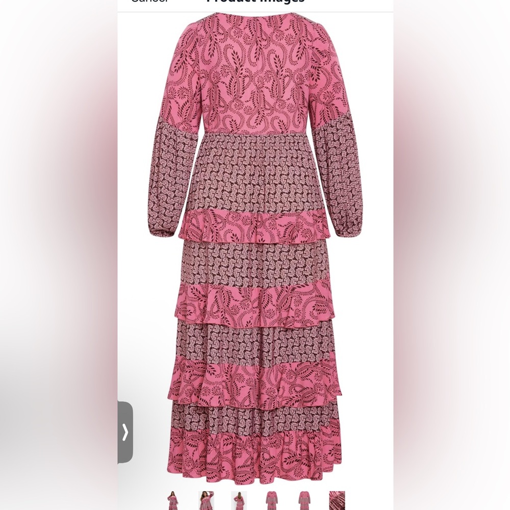 Elegant Pink Patterned Maxi Dress- City Chic - Picture 5 of 6